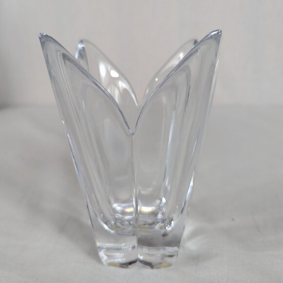 Orrefors Swedish Crystal Vase Lotus Flower Petal Tulip 5.75" Sweden Signed - Picture 1 of 6
